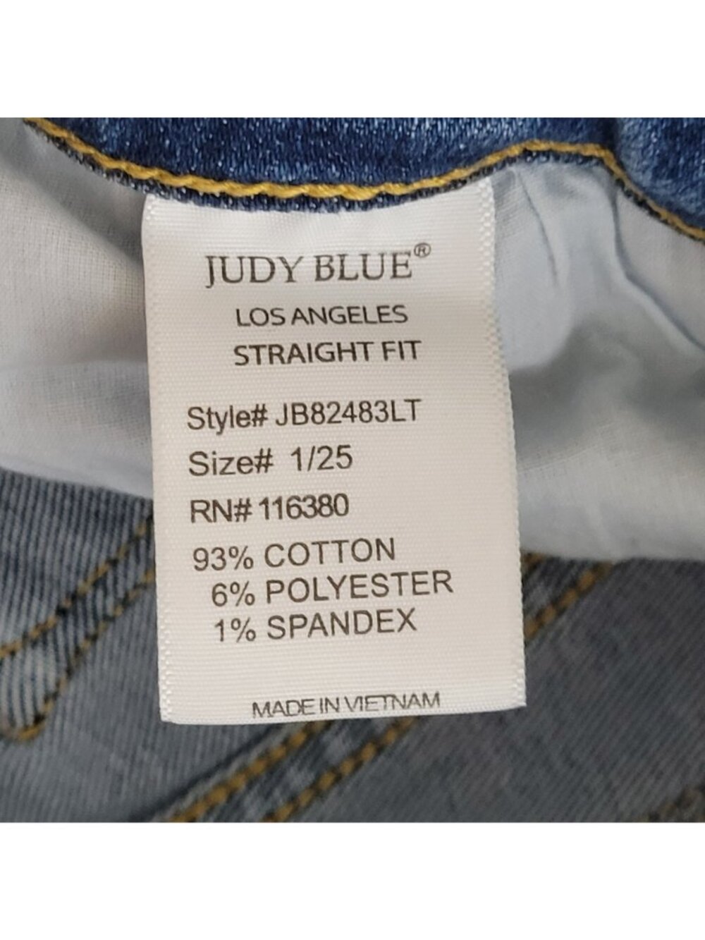 Judy Blue Straight Fit Distressed Jeans Womens Size 1/25 Blue Light Wash - Picture 7 of 8